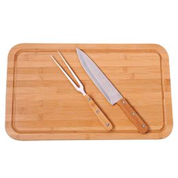 Conjunto Churrasco Bamboo Tábua Retangular 30cm x 50cm
