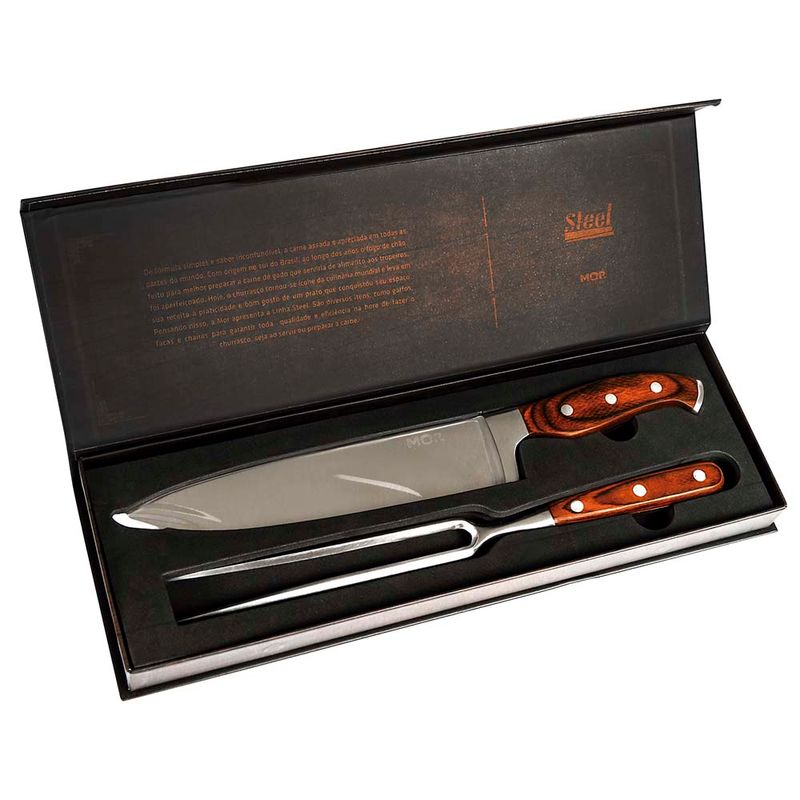 Conjunto-de-Faca-8--e-Garfo-Em-Aco-Inoxidavel-e-Cabo-Em-Madeira-Steel