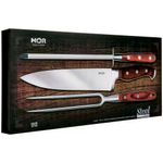 Conjunto-de-Faca-8--Garfo-e-Chaira-Em-Aco-Inoxidavel-e-Cabo-Em-Madeira-Steel
