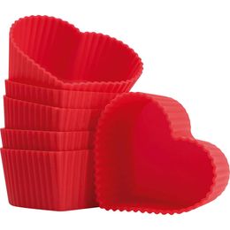 Cupcake e Muffin Formas Avulsas Silicone Coração 6 Unidades - Vermelho