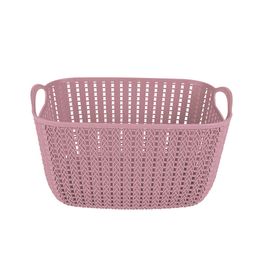 Cesto Trançado Retangular Alto Médio Rosa Antigo