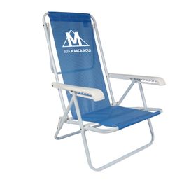 Cadeira Reclinável Aço 8 Posições Azul Promocional