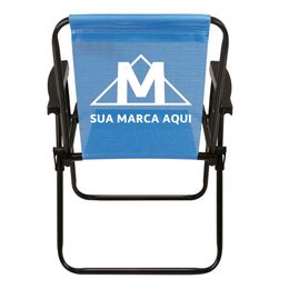 Cadeira Alta Aço Preto Tela Azul Promocional