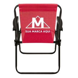 Cadeira Alta Aço Preto Tela Vermelha Promocional