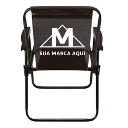 Cadeira Alta Aço Preto Tela Preta Promocional