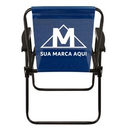 Cadeira Alta Aço Preto Tela Azul Marinho Promocional