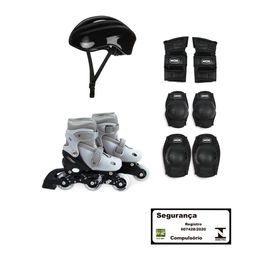 Kit Roller Cinza Tamanho P 30-33 (Roller, Joelheira e Capacete)